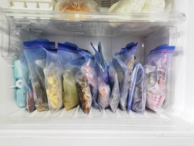 冷凍庫に整理された食材